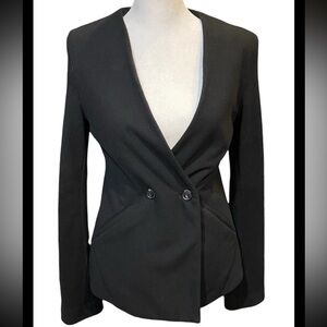 Alexander Wang T Line Black Stretch Crepe Tailored Blazer Sz Small